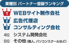 業種別代理店登録ランキング